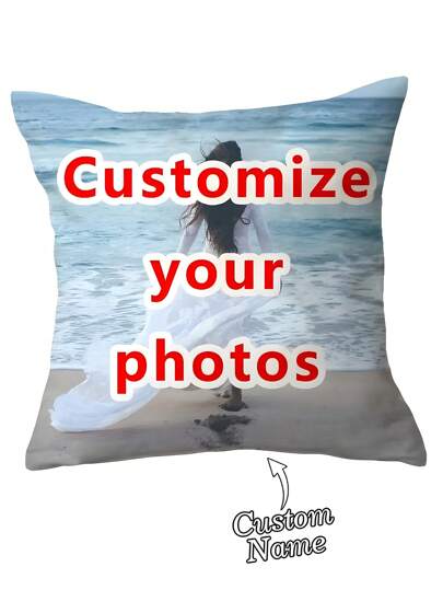 1pc Customizable Name Text Photo People Landscape Nature DIY Throw Pillow Case, Family Couple Youth Pet Friend Single-Sided Print Cushion Cover, Suitable For Living Room Sofa Bedroom, All Seasons, No Pillow Insert, Breathable,Lightweight,Washable,Funny,Cute,Love,Soft,Comfortable,Elegant,Simple,Custom,Personalized,Unique,Ideal Gifts For Him,Ideal Gifts For Her,Him,Her,Boyfriend,Girlfriend,Dad,Mom,Family,Friends,For Anniversaries,For Mother's Day,For Birthdays,For Valentine's Day,For Graduation,For Father's Day,For Weddings,For Housewarming,Sofa,Bed,Car,Tea Room,Bedroom,Bathroom,Living Room,Dining Room,Season Picks, Autumn Home Refresh,Fall Decor