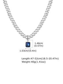 1件套蓝绿色仿宝石吊坠项链，男士/男孩不锈钢幸运符吊坠项链，朋克嘻哈风格生日礼物 - XNXL008 - 查看 5