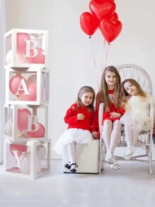Baby Boxes With Letters For Baby Shower, Baby Shower Decorations For Boys Or Girls, Transparent Balloon Boxes Clear Blocks For Birthday Party, Bridal Shower, Gender Reveal(White) - White - View 3