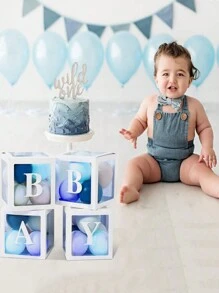 Baby Boxes With Letters For Baby Shower, Baby Shower Decorations For Boys Or Girls, Transparent Balloon Boxes Clear Blocks For Birthday Party, Bridal Shower, Gender Reveal(White) - White - View 2