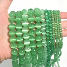 1 件装绿色猫眼石散珠适用于 DIY 项链首饰手链配件 - 綠色 - 查看 3