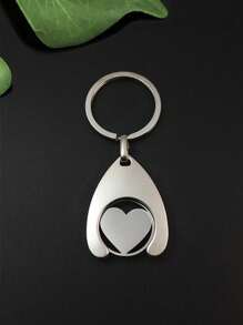 Shopping Cart Shaped Coin Purse, Heart Pattern, Smooth Car Key Chain And Metal Token Keyring, Heart Pendant Small Gift, Best Gift For Couples, Fashion Keychain, Can Be Hung On Wallet, Backpack, Bag, Earphone Pendant Accessory, Birthday Gift For Classmates, Friends, Colleagues, Family