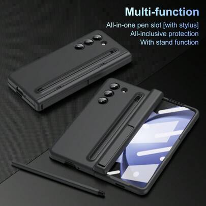 Galaxy Z Fold 3/4/5/6 Flip 6-In-1 Protective Case With Stylus, Foldable Kickstand, Tempered Glass Screen Protector Waterproof Shockproof Anti-Fall Scratch Resistant