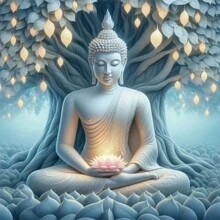 DIY 5D 钻石画套装 - 佛像和菩提树设计，全钻圆形亚克力钻石，宗教工艺品，适用于家庭和办公室装饰 - 彩色 - 查看 1