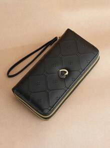 全新时尚女士钱包 中长款手拿包 带拉链 手机夹 女士钱包 钱包 钱袋 长款钱包 腕包钱包 - 黑色 - 查看 2