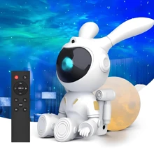 Projector Table Lamp Moon Projector Galaxy Led Nebula Stars Lamp Night Light Bedroom Rabbit Astronaut - trắng - Xem 1