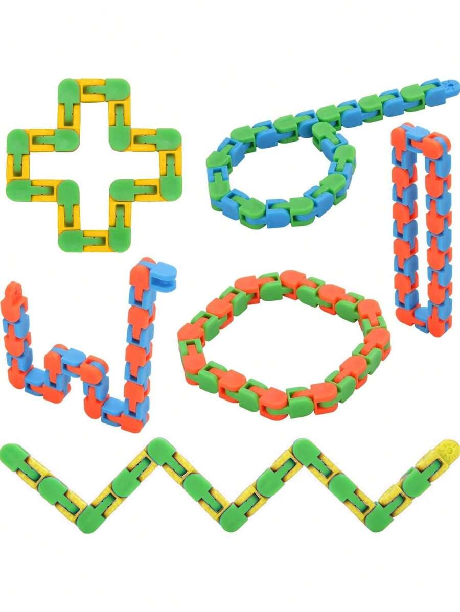 4 件 24 链古怪轨道按压式烦躁玩具、手指感官玩具、蛇形拼图（缓解压力）、派对包填充物、生日礼物、派对回礼玩具、开学情人节 - 彩色 - 查看 1