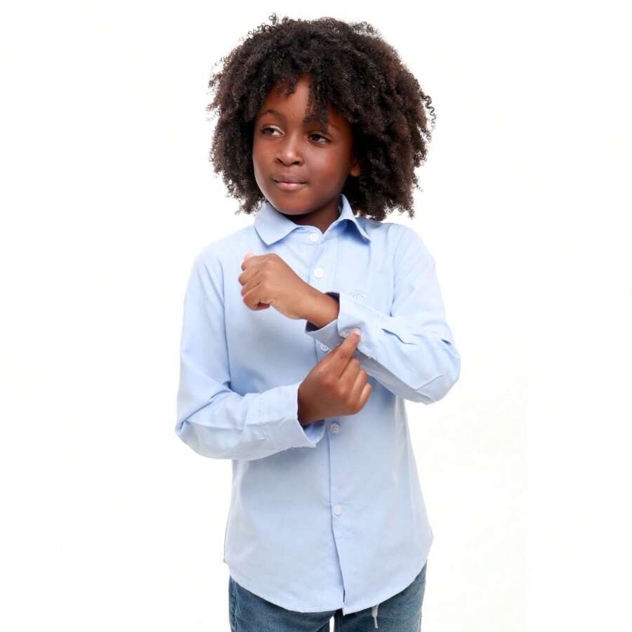 Children's Sports Shirt For Party Wedding Graduation For Boys 01-10 - 藍色 - 查看 1