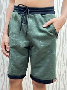 Bermuda Shorts For Boys And Girls With Zipper Pockets - 綠色 - 查看 1