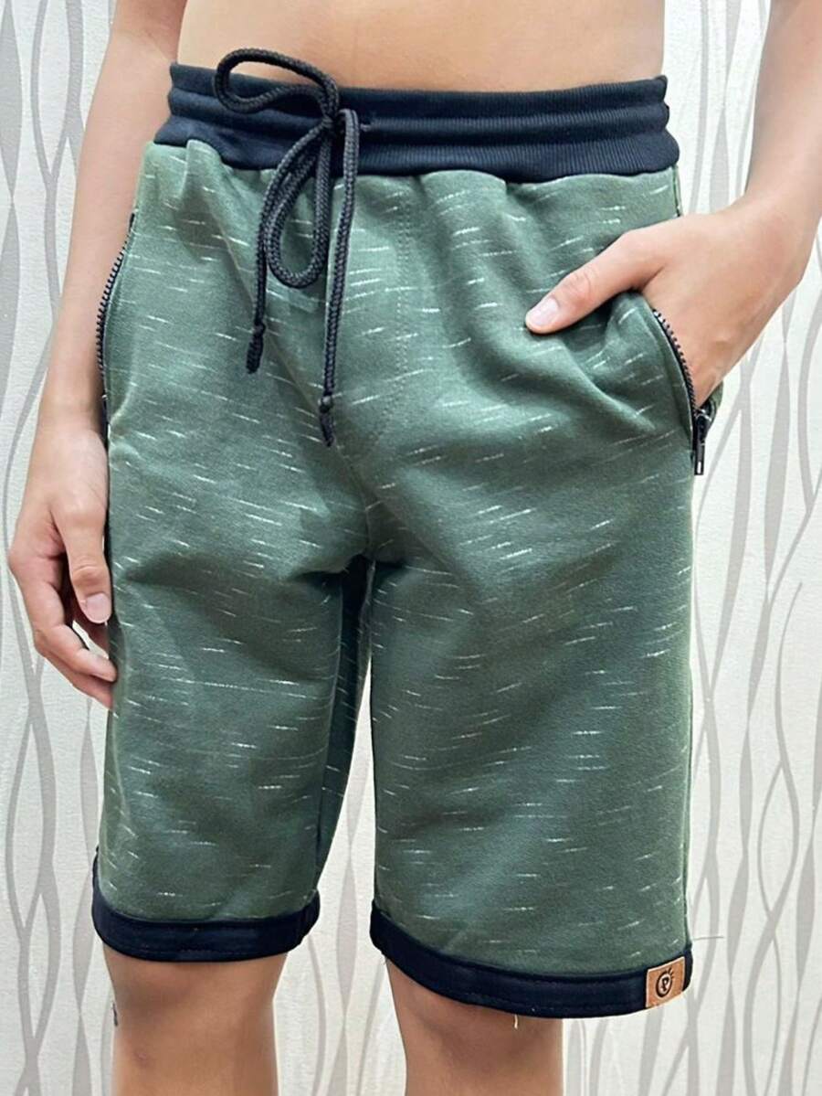Bermuda Shorts For Boys And Girls With Zipper Pockets - 綠色 - 查看 1