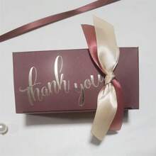 10入組字母圖案禮品酒紅色紙糖果盒適合婚禮 - 酒紅色 - 查看 8