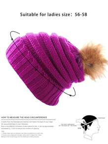 1pc Unisex Y2K Style Fashionable Solid Color Pom Pom Knit Beanie Hat, Suitable For Street, Party, Autumn Winter Outdoor, Warm