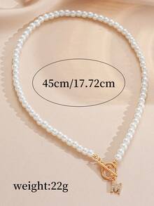 1 chiếc vòng cổ mặt dây chuyền chữ OT có khóa ngọc trai, vòng cổ ngọc trai giả thời trang với 26 mặt dây chuyền chữ cái A-Z, dây chuyền xương đòn tinh tế, phù hợp cho bé gái và phụ nữ - Nhiều màu - Xem 10