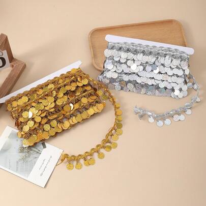 1码闪光流苏吊坠蕾丝装饰流苏，适用于服装DIY配件、流苏装饰、缝纫装饰部件、服装装饰、水钻或亮片