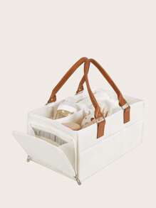 1pc Foldable Multifunctional Mommy Diaper Storage Bag - White - View 10