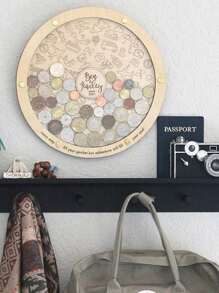 1pc Personalized Wooden Coin Holder - Ideal Travel Enthusiast Gift, Large Round Cash Bank With Unique Design, Perfect For Home Decor & Collecting Memories
