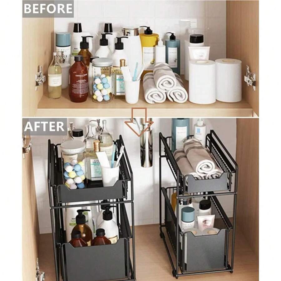 New 2Tier Under Sink Organizers With Sliding Storage Drawer