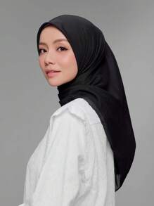 1 件女士纯色方形围巾，时尚纯色头巾，颈巾