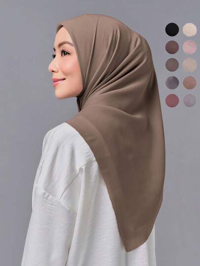 2PCS Women Solid Color Square Scarf, Fashion Solid Color Head Scarf, Neckwrap