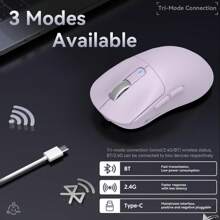 ATTACK SHARK X3 49g Ultralight Mouse, PixArt PAW3395 Gaming Sensor, BT/2.4G Wireless/Wired Gaming Mouse, 26000 DPI, 200 Hours Battery, Office Mice for Win11/PS - Violett - Übersicht 4