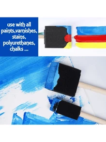 5/10/20/50 pièces Jeu de pinceaux en mousse mixtes, pinceaux à manche en bois - Légers, convenant pour l'acrylique, la teinture, le vernis, les loisirs créatifs et la rentrée scolaire, fournitures scolaires