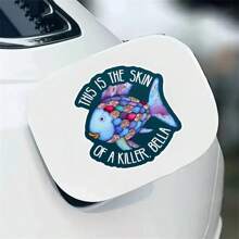 1张3英寸可移除户外防水乙烯基创意礼品贴纸，图案包括“这是杀手的皮肤”、“贝拉贴纸”和“有趣的鱼贴纸”。 - 彩色 - 查看 3