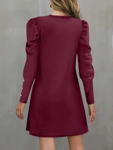 Women Spring/Summer Gigot Sleeve Round Neck Dress