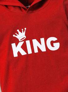 2pcs Baby Boy Letter Print Hooded Long Sleeve Bodysuit + Pants Set - Red - View 4