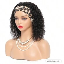Headband Wig Human Hair Curly Wave None Lace Front Wig Human Hair Machine Made Wigs Glueless Curly Hair Headband Half Wigs For Women Human Hair Natural Color - SNatural - View 2