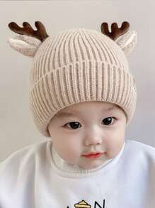 Christmas Kids Boys Girls Infant Knit Beanie Hat, Baby Thick Deer Pattern Winter Warm Cap - Red - View 8