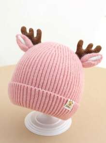 Christmas Kids Boys Girls Infant Knit Beanie Hat, Baby Thick Deer Pattern Winter Warm Cap - Red - View 9