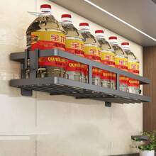 1 Pieza Soporte Multifuncional para Especias sin Perforación - Organizador Doble Uso para Cocina - Negro - Ver 4