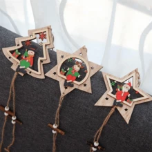 1 đồ trang trí bằng gỗ hình cây thông Noel, đồ trang trí Giáng sinh sáng tạo, đồ trang trí treo bằng gỗ Giáng sinh - Nhiều màu - Xem 4