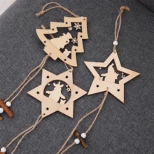 1 đồ trang trí bằng gỗ hình cây thông Noel, đồ trang trí Giáng sinh sáng tạo, đồ trang trí treo bằng gỗ Giáng sinh - Nhiều màu - Xem 3