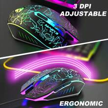 HOOPOND Wired Mechanical Feel Gaming Keyboard And Mouse Set Rainbow LED 104 Keys USB Illuminated Light Up Keyboard 2400DPI 6 Buttons Optical Gaming Mouse Mice+Gaming Mouse Pads For PS4 X Box PC Laptop,US LAYOUT - Black - View 5