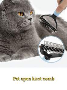 1 chiếc lược chải lông thú cưng hai mặt bằng thép không gỉ, lược chải lông rụng cho mèo - Nhiều màu - Xem 2