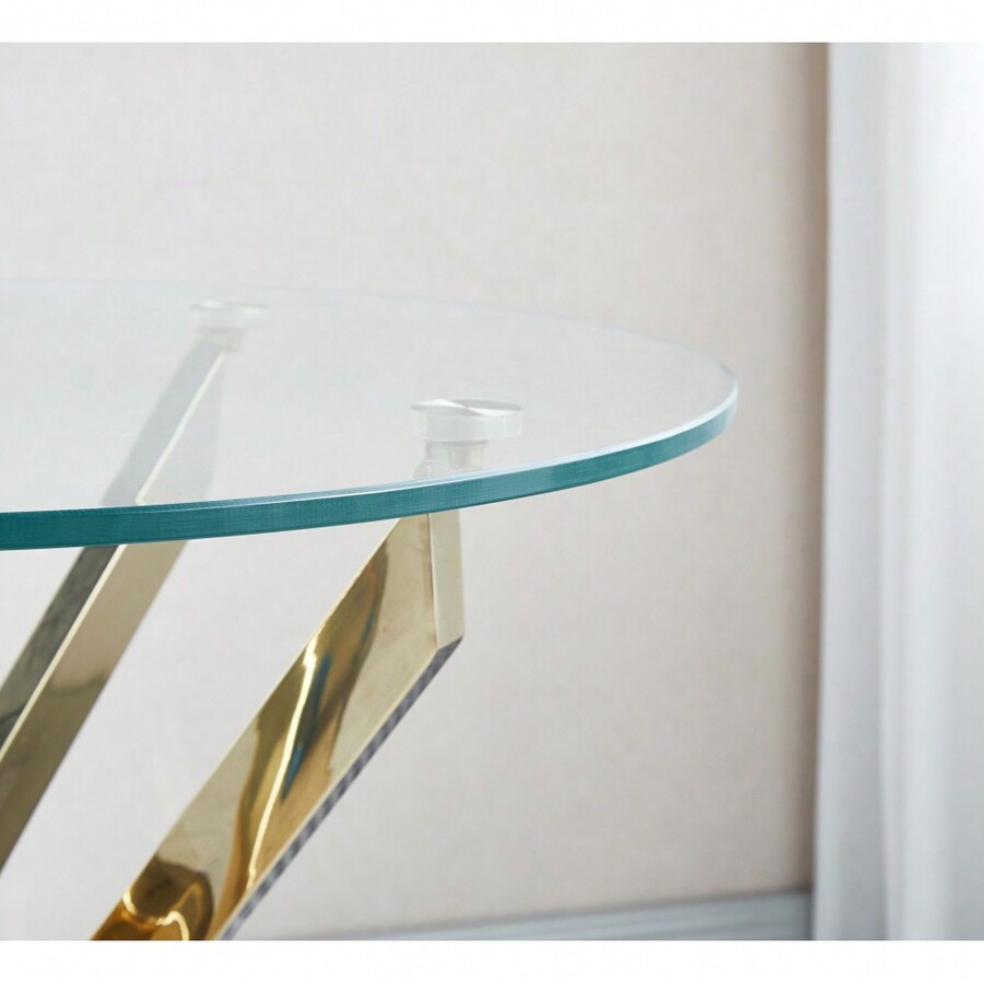 Modern Round Tempered Glass Coffee Table With Chrome Legs SHEIN USA