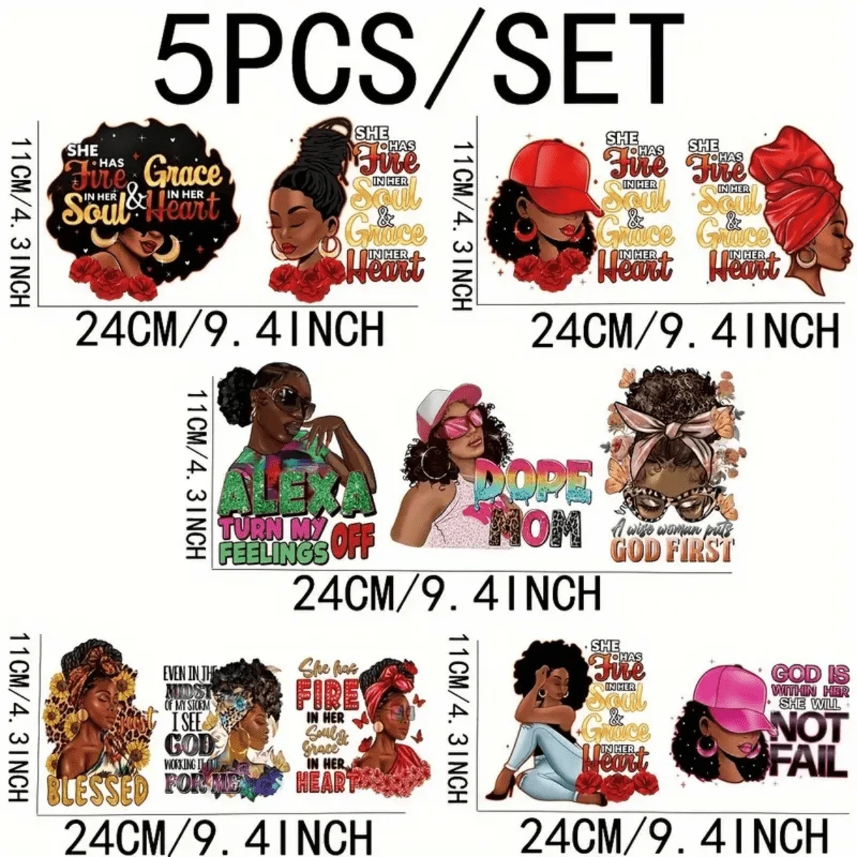 1 Set Of 5 Inspirational Quotes For African American Women Vinyl