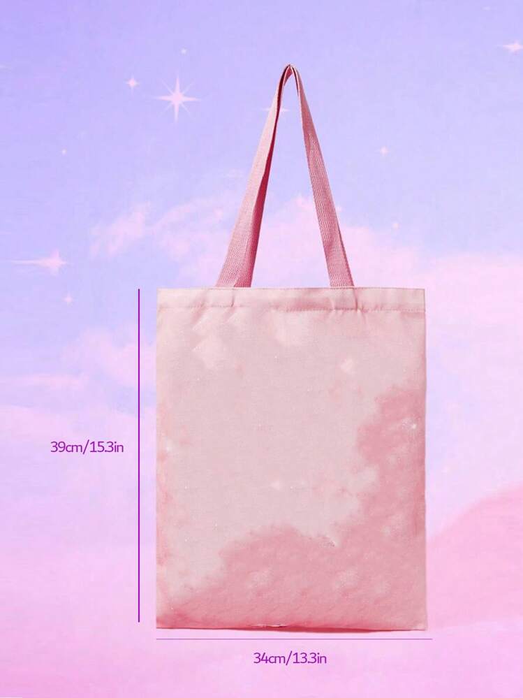 1個 カスタマイズ可能な折りたたみキャンバストートバッグ、軽量カジュアルショッピングバッグ、記念品、パーティーの装飾、ユニークなミニマリストファッション、折りたたみハンドバッグ、バレンタインデー、ハロウィン、クリスマス、誕生日ギフトに最適 - ピンク - 見る 8