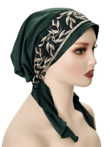 1 chiếc khăn trùm đầu thêu đàn hồi thanh lịch cho nữ, trang trí ren hoa polyester thời trang, phù hợp với mọi mùa - A - Xem 9