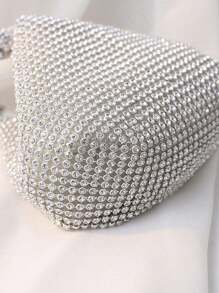 Bolsa de Mão com Cristais Embelezados e Luxuoso Conjunto de Joias com Colar, Brincos, Pulseira com 4 Peças, para Festa, Bolsas de Festa, Perfeito para Festa, Casamento, Baile de Formatura, Jantar/Banquete, Itens Essenciais para Casamento, Combina Perfeitamente com Vestido de Formatura, Vestidos de Baile de Formatura