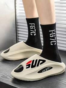 Men's Comfortable Anti-Skid Slippers, Fashion Sport Sandals, Casual Outdoor Walking Slides, EVA Thick Sole Beach Flip Flops