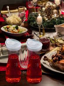 1 PIEZA Jarra de bebida de jugo de acrílico transparente, jarra de agua para jugos fríos, recipiente de plástico para jugo con cuello estrecho, jarra de bebida para bar de mimosas, picnics, fiestas, restaurantes, bares, vacaciones en la playa, artículos esenciales - Blanco - Ver 8