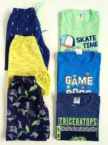 Kit 8 Peças de Roupas Infantil MeninO SORTIDO - 4 Blusas + 4 Shorts