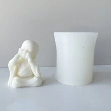 1pc Happy Little Monk Silicone Mold, DIY Handmade - White - View 4