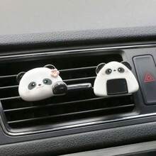 1pc Xe dễ thương Panda trang trí lỗ thông hơi kẹp hương liệu mô hình tự dính - Một cỡ - Xem 4