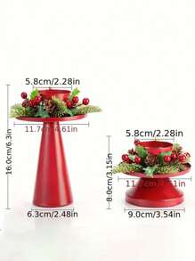HOMEFISH Bộ 2 chân nến Giáng sinh cổ điển - Chân nến để bàn bằng gang có vòng hoa trang trí, hoàn thiện bằng sơn, dùng để trang trí Giáng sinh và ngày lễ tình nhân, quà tặng tuyệt vời nhất - Đỏ - Xem 6