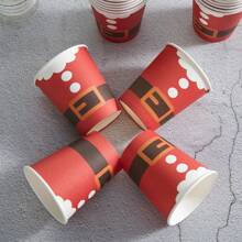 Weihnachtsparty Ausstattung - Weihnachtsmann Gürtel, Einwegpappteller, -Becher, -Servietten, Partydekorationen für Weihnachtsfeier, Einweg-Weihnachtsparty, Feiertags-Partydekorationen und Geschenke, Weihnachten - Verschiedenfarbig - Übersicht 7