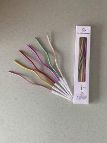 1 盒/6 件镀金弧形蜡烛，浪漫派对装饰，面包店生日蛋糕蜡烛，各种活动装饰，生日蜡烛，生日装饰，生日快乐，房间装饰礼物毕业