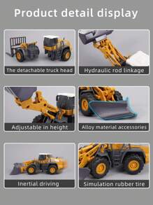 Construction Vehicle Toy Set With Metal Accessories - Includes Transporter Truck, Cement Mixer, Oil Tank Truck, Crane, Small Cars, Sliding And Forward Motion, Simulation Scenes, Realistic Models, Kids Gift, Birthday Gift,Back To School - Engineering Vehicle Toys - View 12